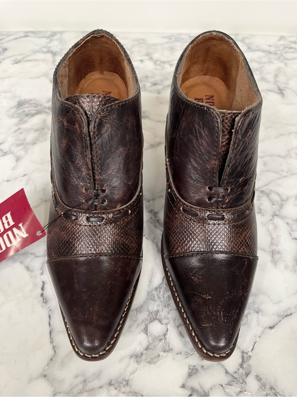 Nocona Ladies' Sherry Mocha Brown 5" Bootie Snip Toe Western Cowgirl Rodeo 6.5 B - Picture 4 of 12